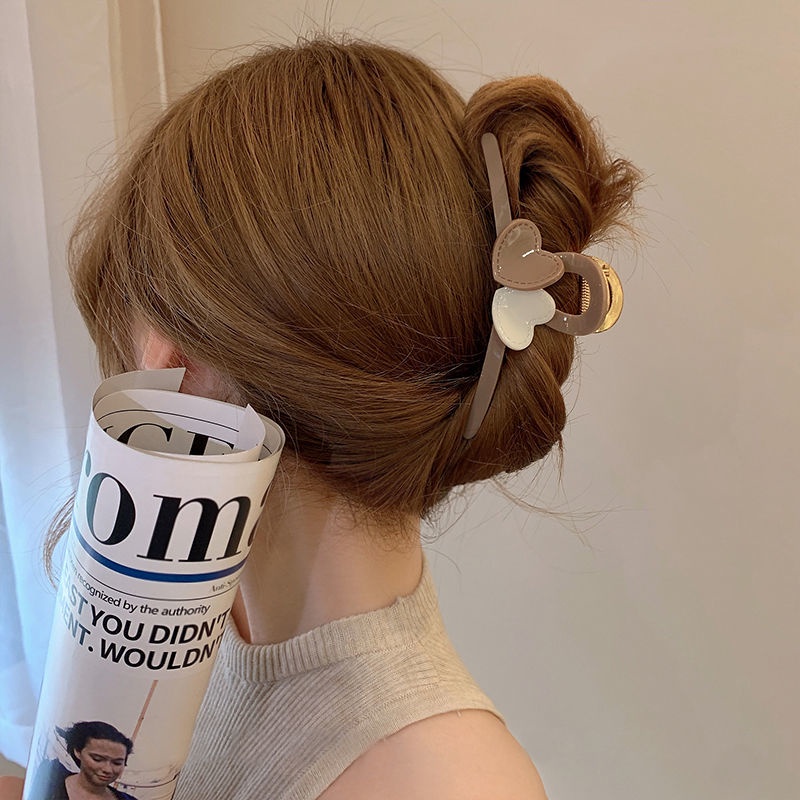 Kẹp Tóc Hình Trái Tim Màu Trà Sữa Dễ Thương Dành Cho Nữ