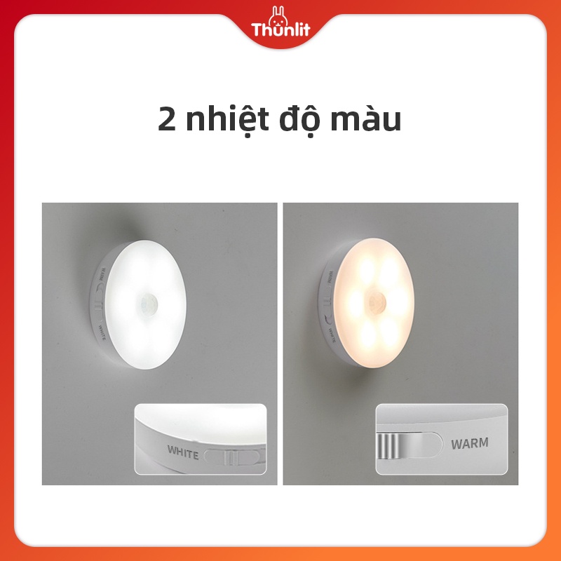 Đèn Ngủ THUNLIT Cảm Ứng Nhiệt Độ Tự Động Sạc Điện Usb Với 2 Màu Sắc Ánh Sáng