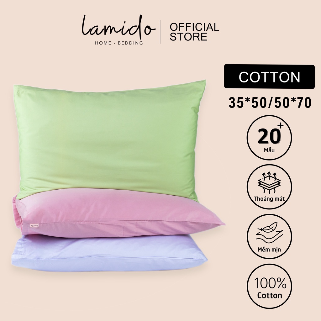 Vỏ gối nằm Premium Cotton Satin cao cấp LAMIDO 50x70 45x65 cm trơn màu, áo gối mềm mát, bóng mượt sang trọng