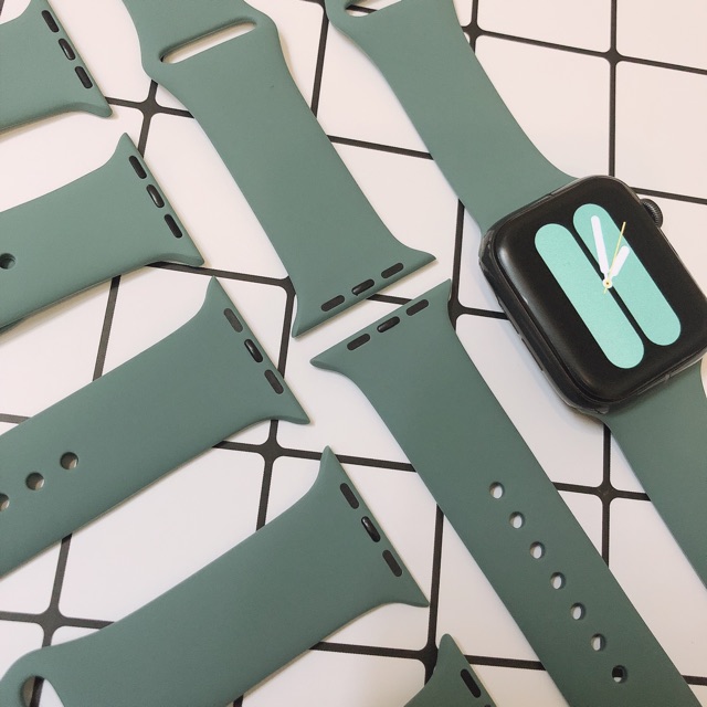 Dây cao su Apple Watch Silicon Pine Green