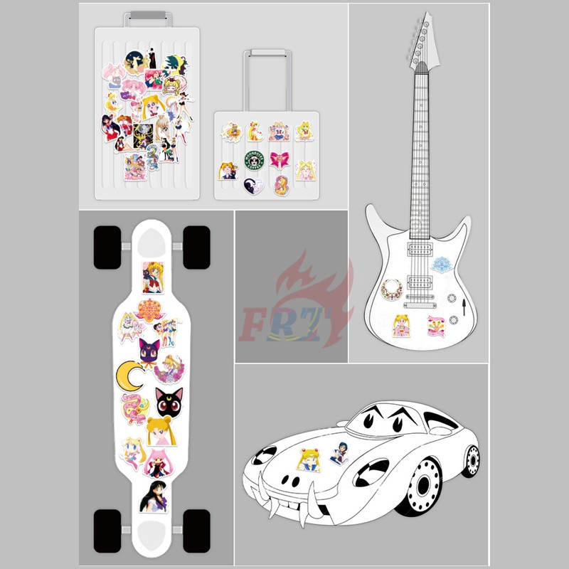 Set 100 nhãn dán anime Sailor Moon series B DIY hành lý laptop ván trượt thời trang