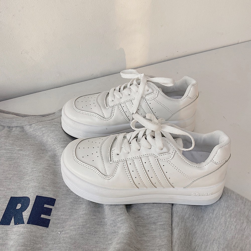 Giày thể thao nữ giayBOM full trắng đế cao 3 cm B1161 | BigBuy360 - bigbuy360.vn