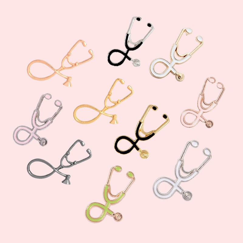 Ghim cài áo QIHE JEWELRY hình ống nghe bác sĩ sáng tạo thời trang