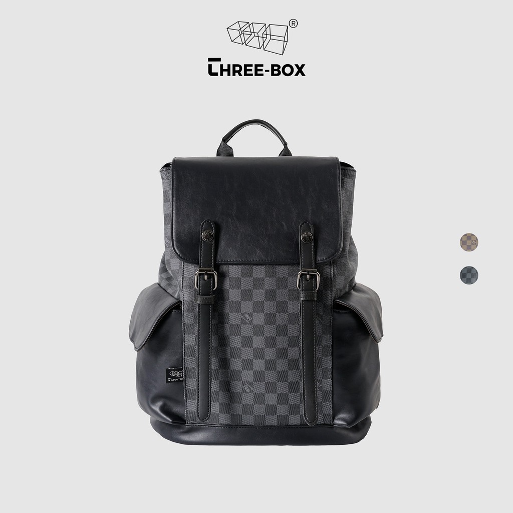 Ba lô da Unisex Three-Box Retro họa tiết Damier Graphite & Damier Brown 2022 - BL8053