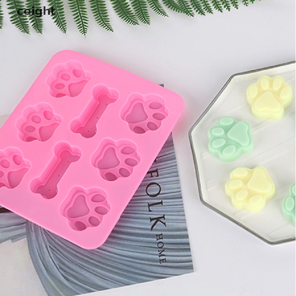 Khuôn silicon làm bánh hình bàn chân chó cưng và khúc xương 3D