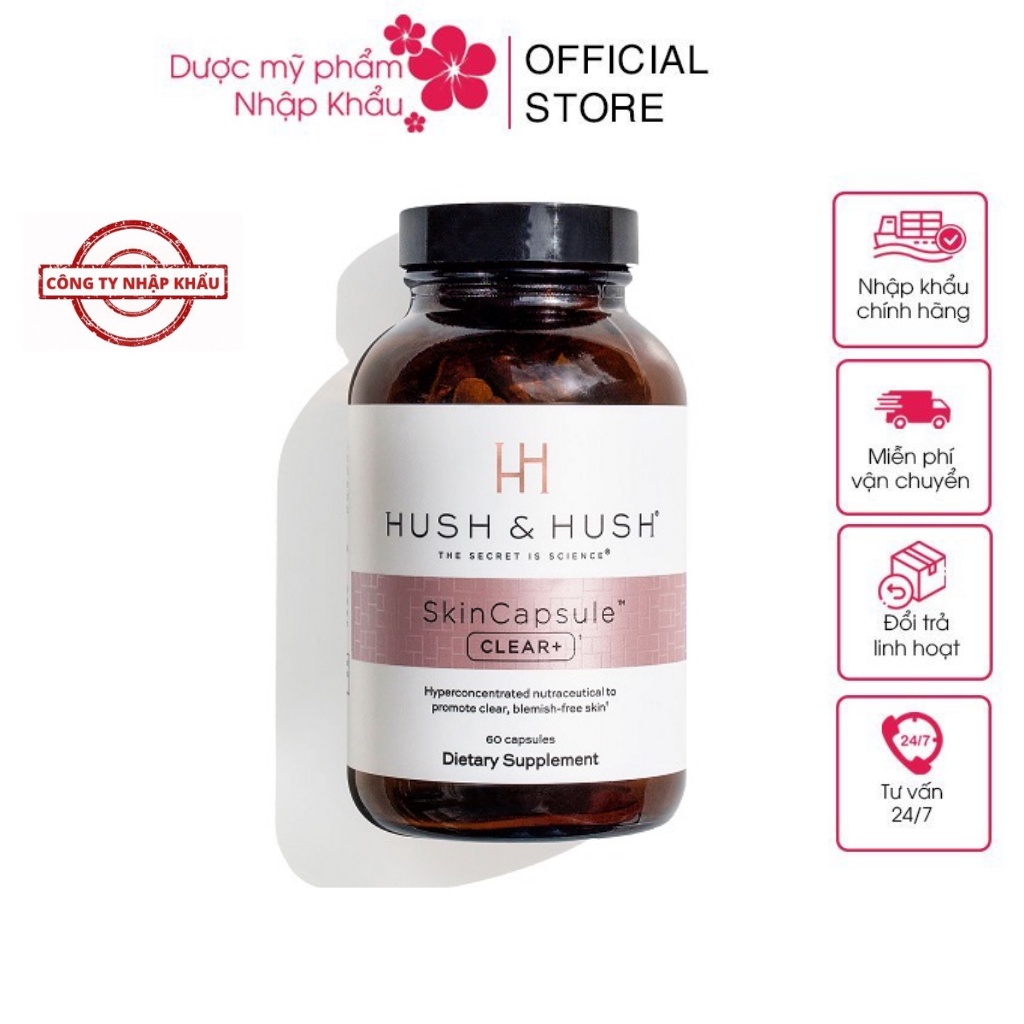 [HÀNG NHẬP KHẨU] Viên Uống Giảm Mụn Image Skincare Hush &amp; Hush SkinCapsule Clear+ 60viên