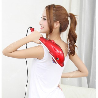 Máy đấm lưng cầm tay, Máy massage cầm tay hình cá heo 3 đầu silicon tiện lợi