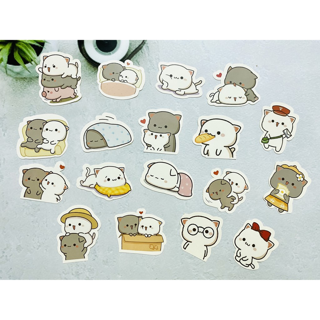 [Twins Plus] Sticker mèo dễ thương dán trang trí laptop, máy tính bỏ túi, vali, điện thoại, đàn ghita, hộp b