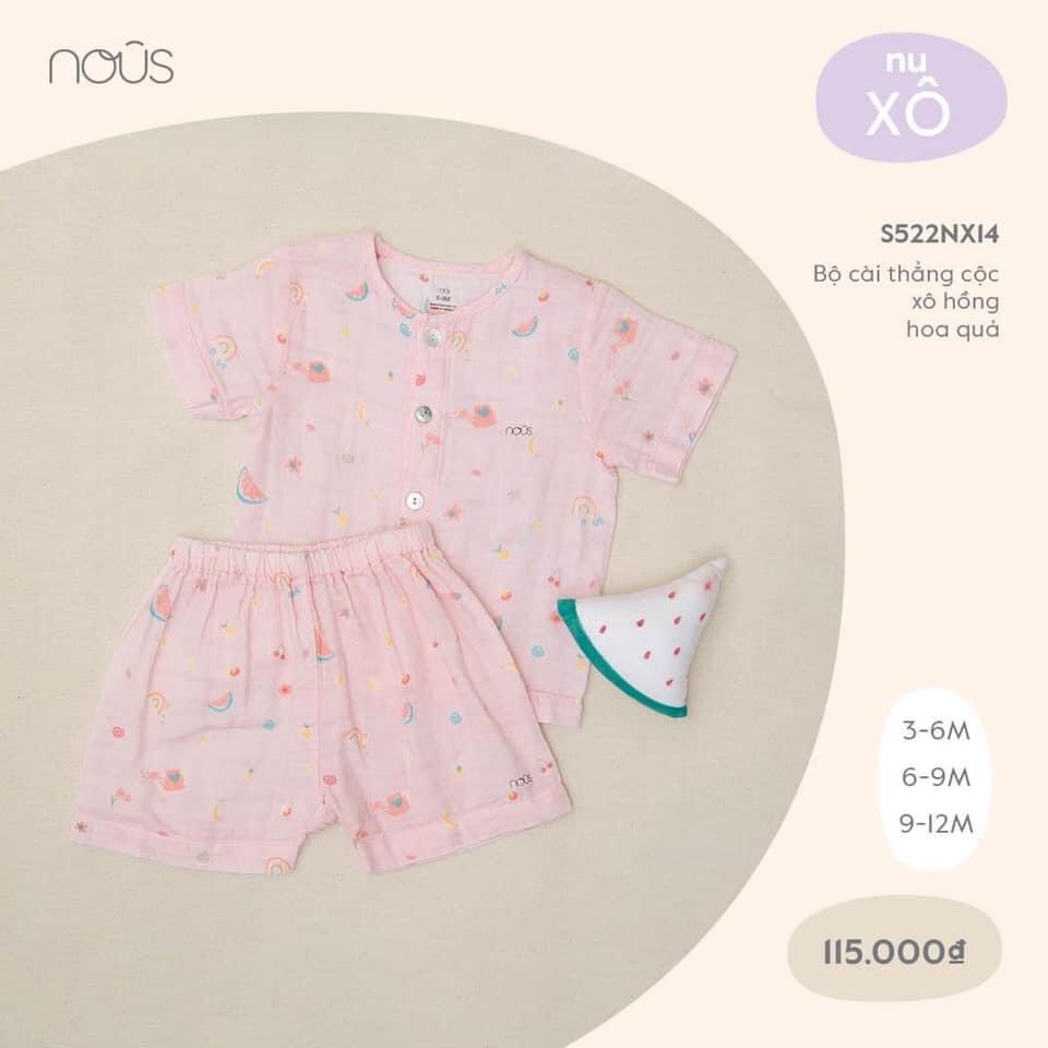 Bộ cộc xô Nous cài thẳng cho bé trai bé gái - nhiều màu - size 3-12M