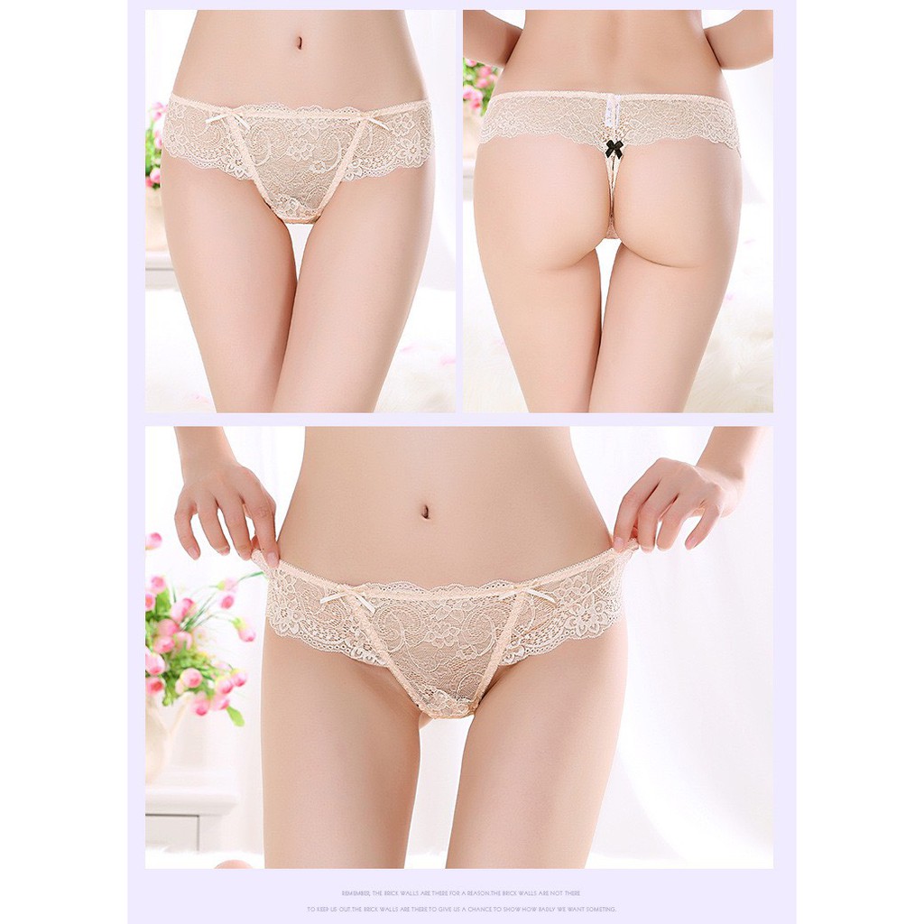 Quần Lót Ren Lọt Khe ❤️FREESHIP❤️ Quần Lót Ren thiết kế 2 nơ nhỏ sexy gợi cảm ❤️Quần Lót lọt khe trong suốt tôn dáng 980 | BigBuy360 - bigbuy360.vn