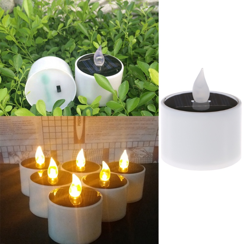 Đèn Led Năng Lượng Mặt Trời Hình Nến Màu Vàng Trang Trí Tiệc Cưới Lãng Mạn