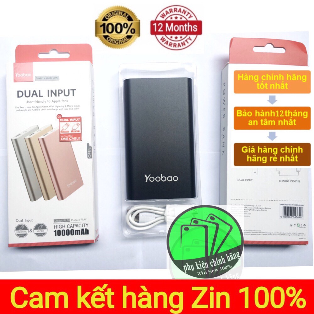 Sạc dự phòng YOOBAO PL10 - 10000mAh Chính Hãng nguyên SEAL