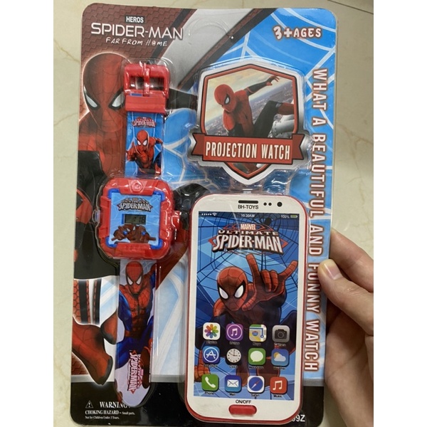 Đồng hồ spiderman tặng kèm mô phỏng điện thoại iPhone