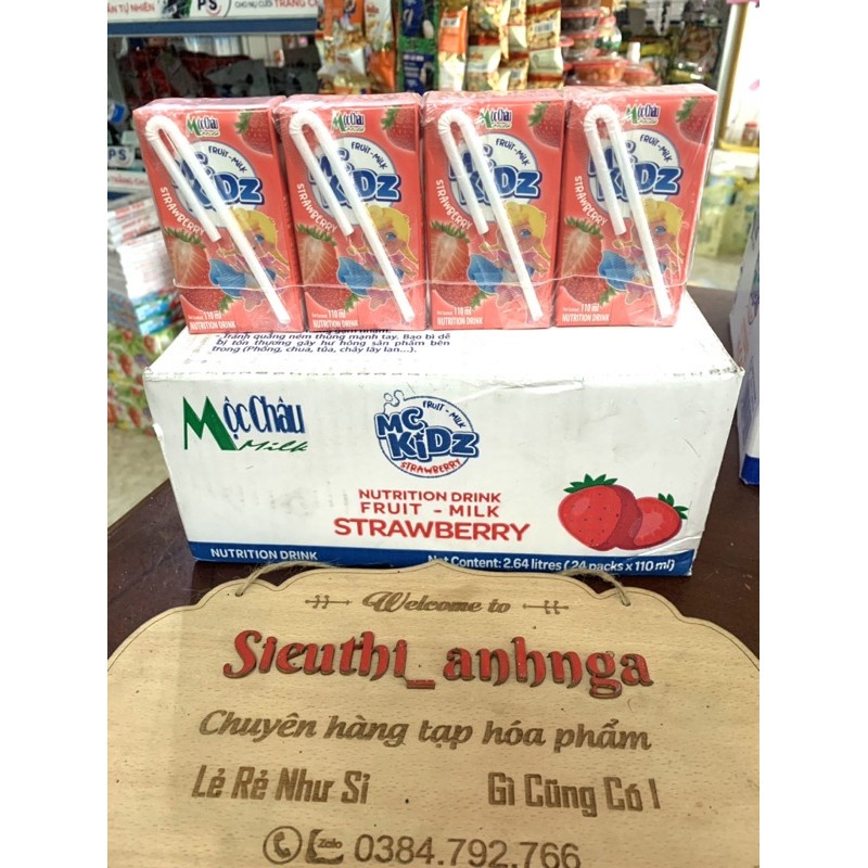 Sữa Tươi Mộc Châu Kidz Thùng 6 vỉ x 110ml Vị Cam/Vị dâu