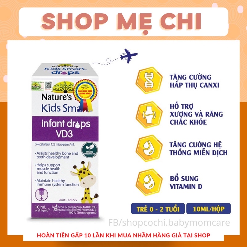 Siro Uống Nature's Way Kids Smart Infant Drops VD3 Bổ Sung Vitamin D Cho Bé 10ml