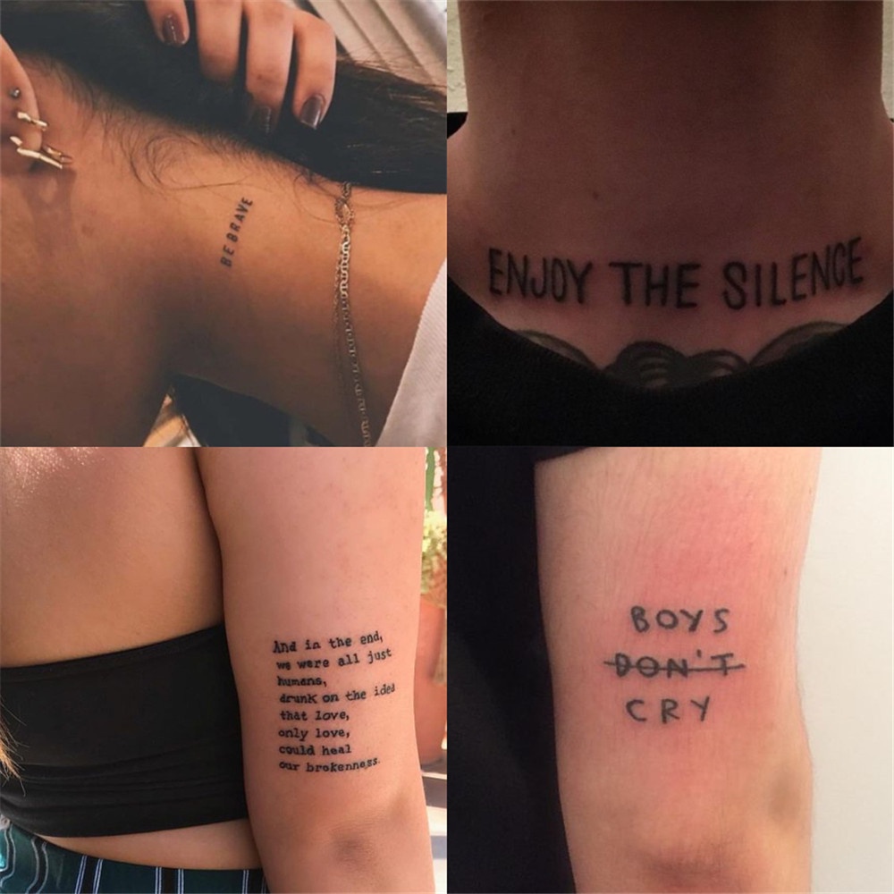 Set 30 Tấm Hình Xăm Dán Tạm Thời Chống Nước Lâu Trôi In Chữ Tiếng Anh Và Bướm Phong Cách Hip Hop Cho Nam Và Nữ