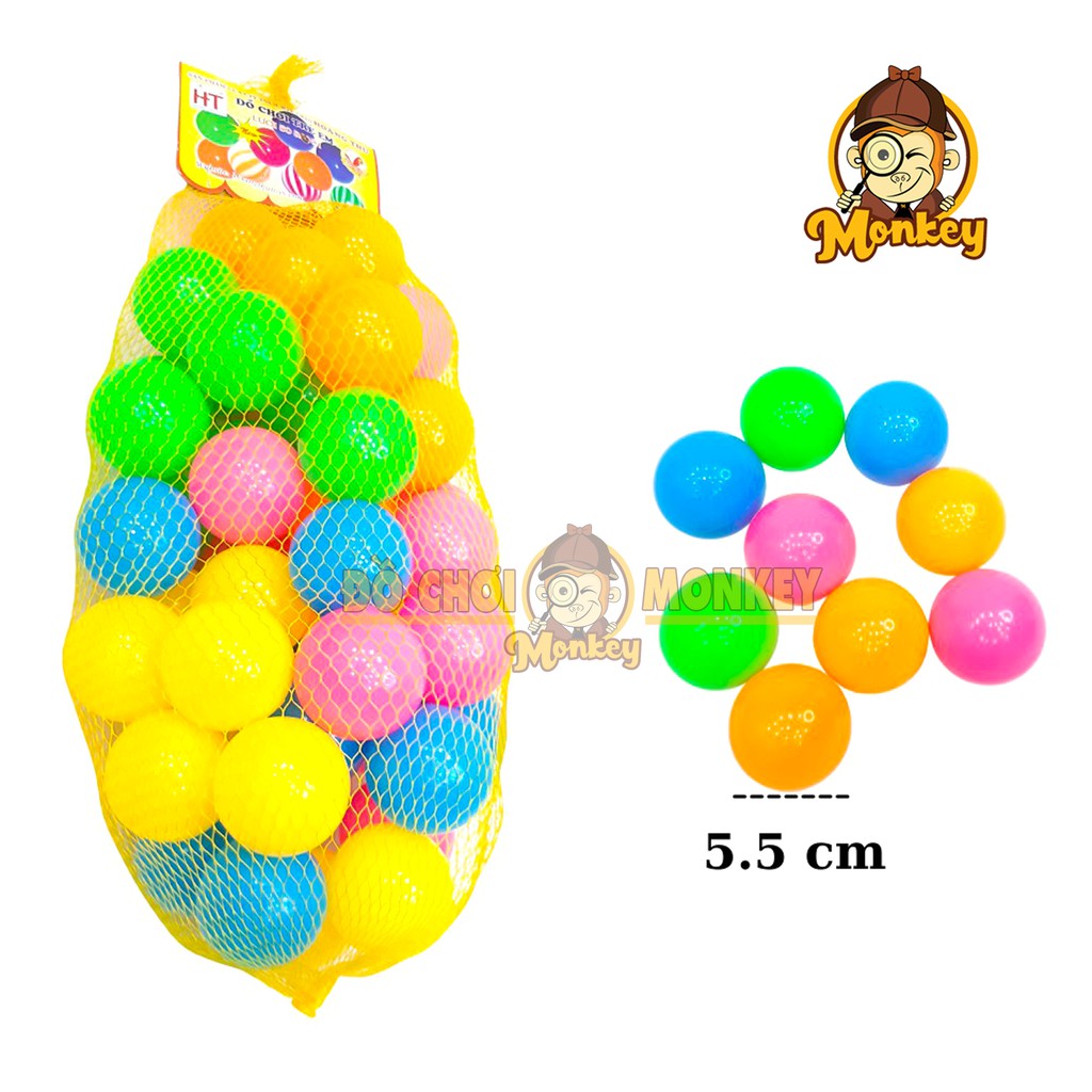 Bộ đồ chơi thông minh Hoàng Thu- đồ chơi bóng cho bé dùng trong nhà banh loại 50 trái 5.5cm cho bé HT9055