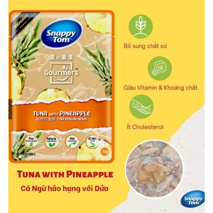 Pate SNAPPY TOM Goumers 70g - mix cá ngừ với trái cây cao cấp , thơm ngon .