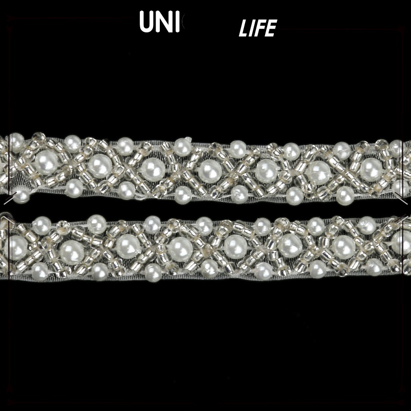 Dải Ren Lưới Đính Hạt Ngọc Trai 1Yard Trang Trí Thủ Công