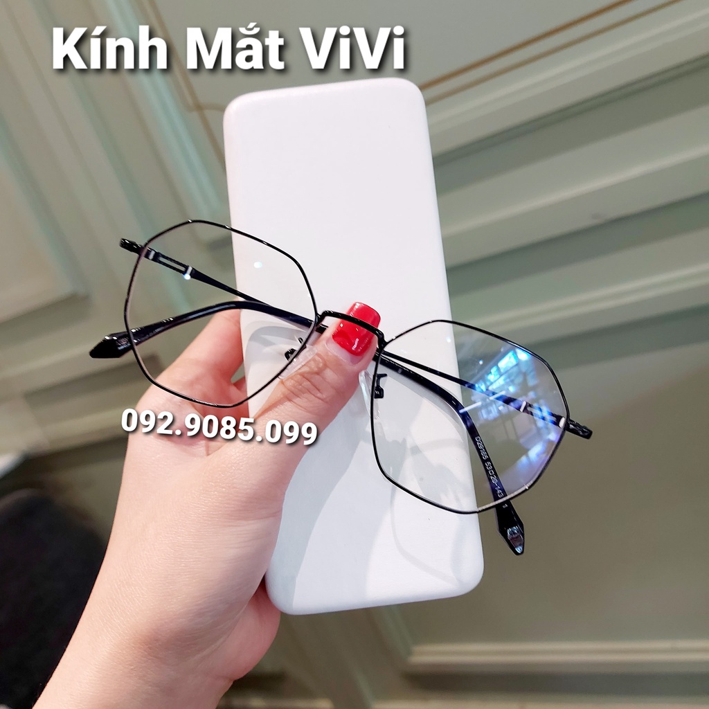 Gọng kính cận thời trang lục giác chất liệu kim loại kiểu mới V9165, nhận cắt cận viễn loạn