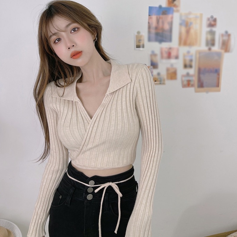 Áo cardigan dệt kim cổ chữ V tay dài màu sắc đơn giản phong cách Hàn Quốc thời trang dành cho nữ