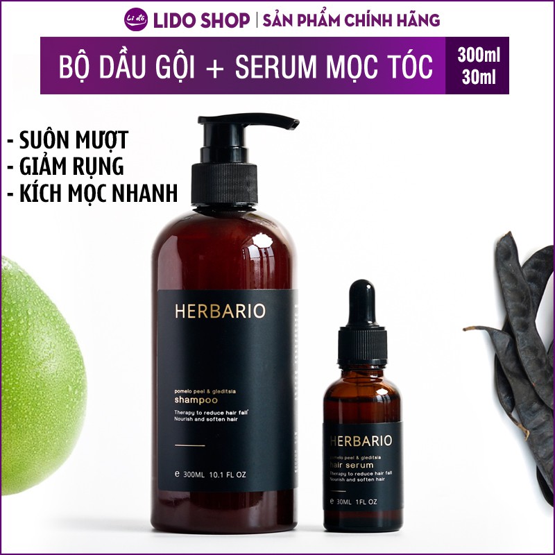 [Kích mọc tóc] Bộ dầu gội vỏ bưởi & bồ kết 300ml + Serum mọc tóc Pomelo & gleditsia 30ml