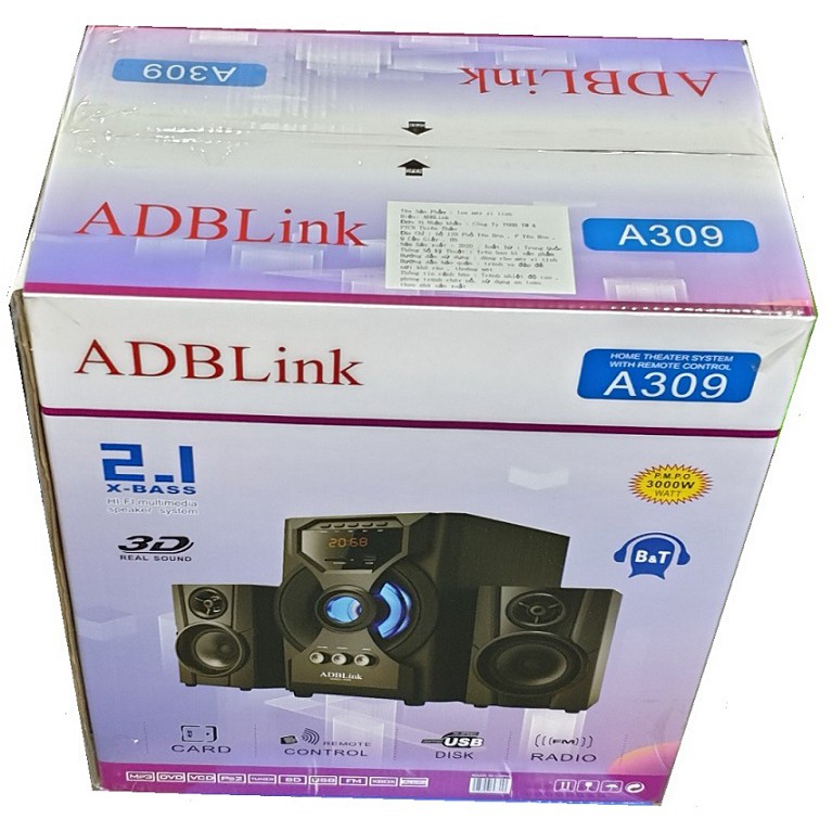 Loa Vi Tính 2.1 ADBLink A309 ( Bluetooth - FM , Thẻ Nhớ , Usb )