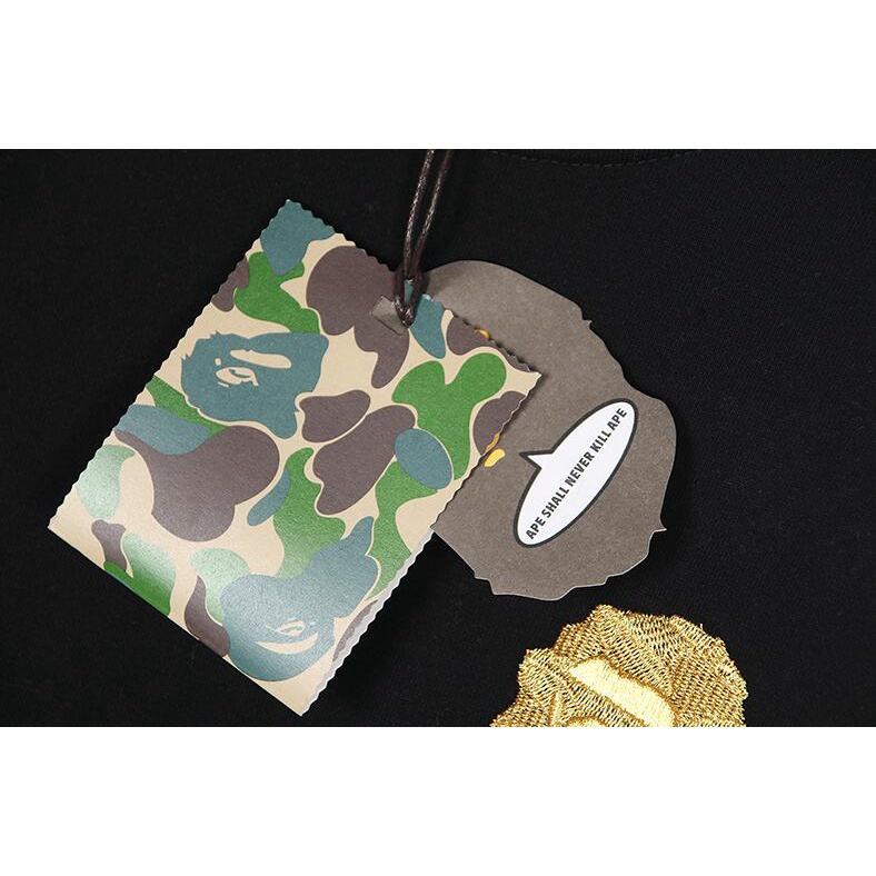 Áo sweater cổ tròn thêu hình Bape thời trang