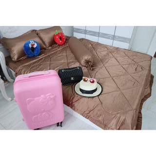 Set 5 món chăn ga vỏ gối phi lụa cao cấp sang chảnh(chọn màu)