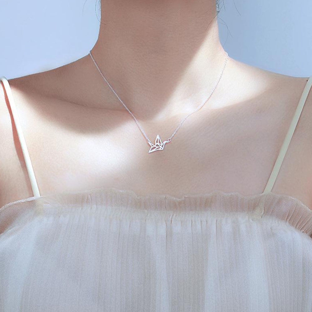 Vòng cổ mặt hình hạc giấy phong cách Hàn Quốc