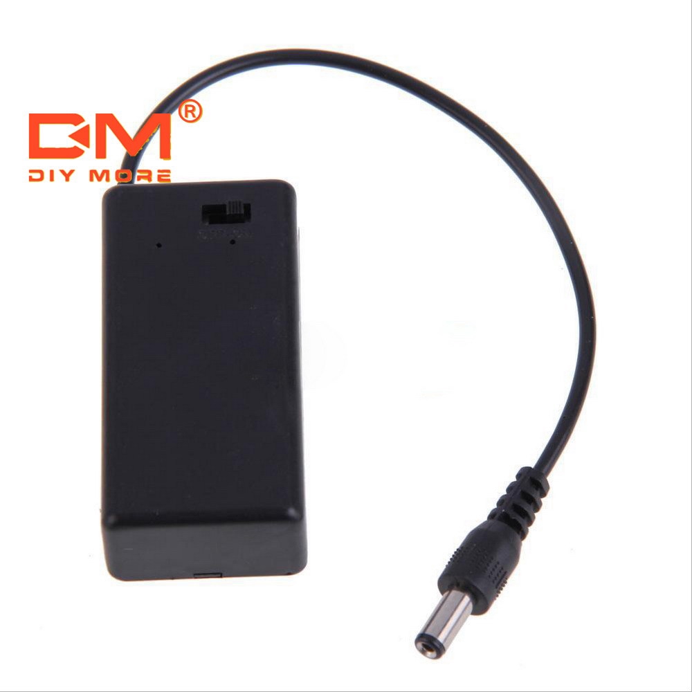 Hộp đựng pin DIYMORE PP3 9V công tắc Bật/Tắt có dây dẫn kèm nắp đậy và đầu cắm DC 2.1mm