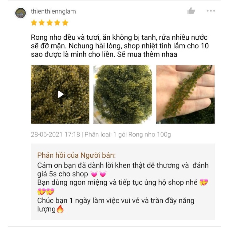 GIÁ SỈ[COMBO 10 gói x 100g nở 300g] Rong Nho Tách Nước Khánh Hoà- Nha Trang- Công Nghệ Tách Nước Tiêu Chuẩn Nhật Bản