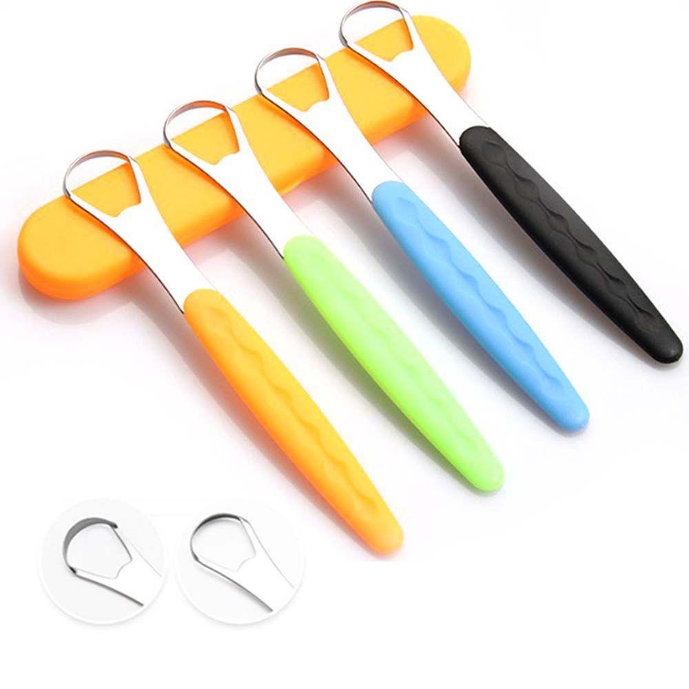 Dụng Cụ Cạo Lưỡi Chăm Sóc Răng Miệng Bằng Thép Không Gỉ Chống Trượt Kèm Hộp Đựng Vệ Sinh