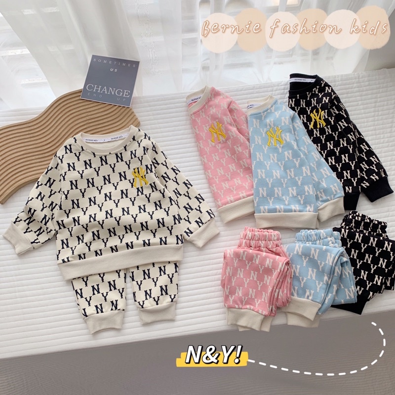 Bộ bé trai bé gái Bernie da cá thêu Ny Unisex cho bé 9-22kg-21B050