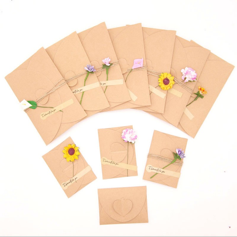 Set 10 Bao Thư Văn Phòng Phẩm Bằng Da Bò Hai Loại Khóa Chữ love Đơn Giản