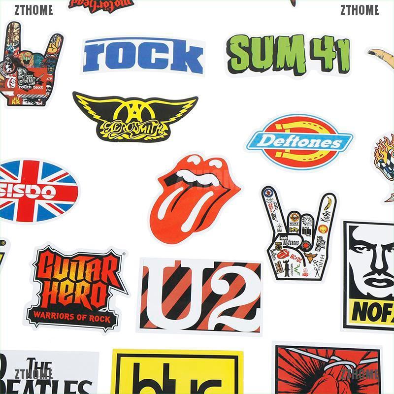 Bộ 52 sticker phong cách ban nhạc rock cổ điển dùng để trang trí vali hành lý/ván trượt