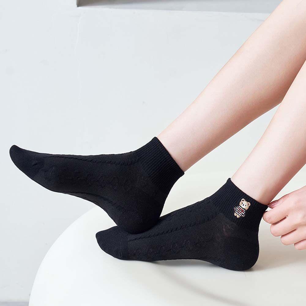 Tất Cotton Cổ Thấp Thêu Họa Tiết Hoạt Hình Xinh Xắn Theo Phong Cách JK 1