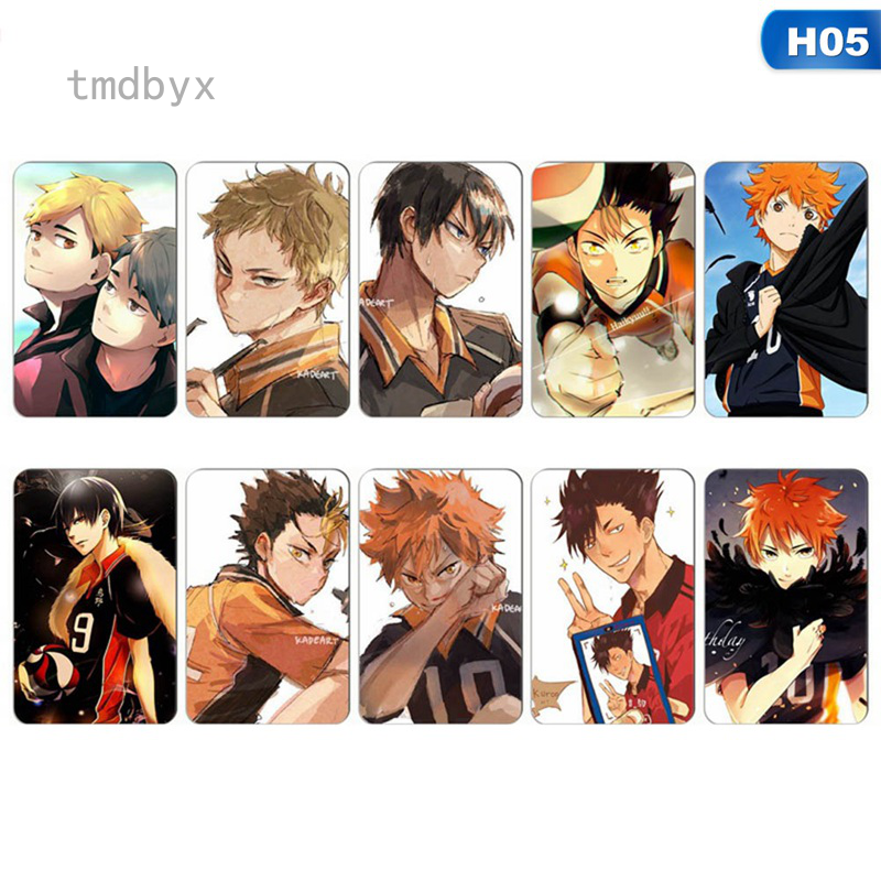 Tmdbyx Bộ 10 miếng dán trang trí hình nhân vật Anime Haikyuu chống thấm nước chất lượng cao