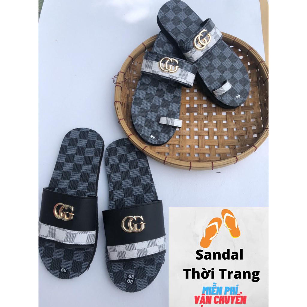 Dép cặp đôi nam nữ nam quai ngang GG Dép nữ giá rẻ Sandal thời trang