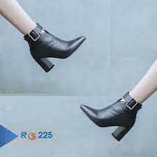 [Freeship] Giày boot nữ cổ thấp 7cm đẹp màu đen thời trang hàng hiệu rosata ro225