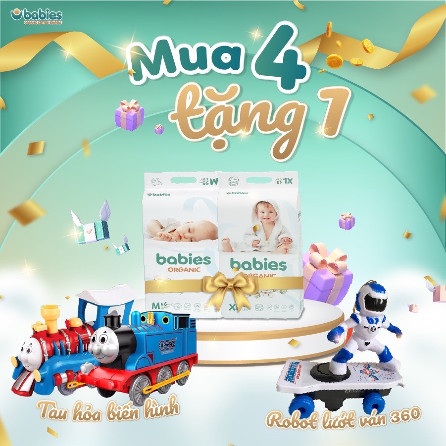 Bỉm tã Dán/Quần 𝑩𝑨𝑩𝑰𝑬𝑺 𝑶𝑹𝑮𝑨𝑵𝑰𝑪 an toàn cho bé size NB76/S66/M56/L46/M54/L50/XL46/XXL40/XXXL38