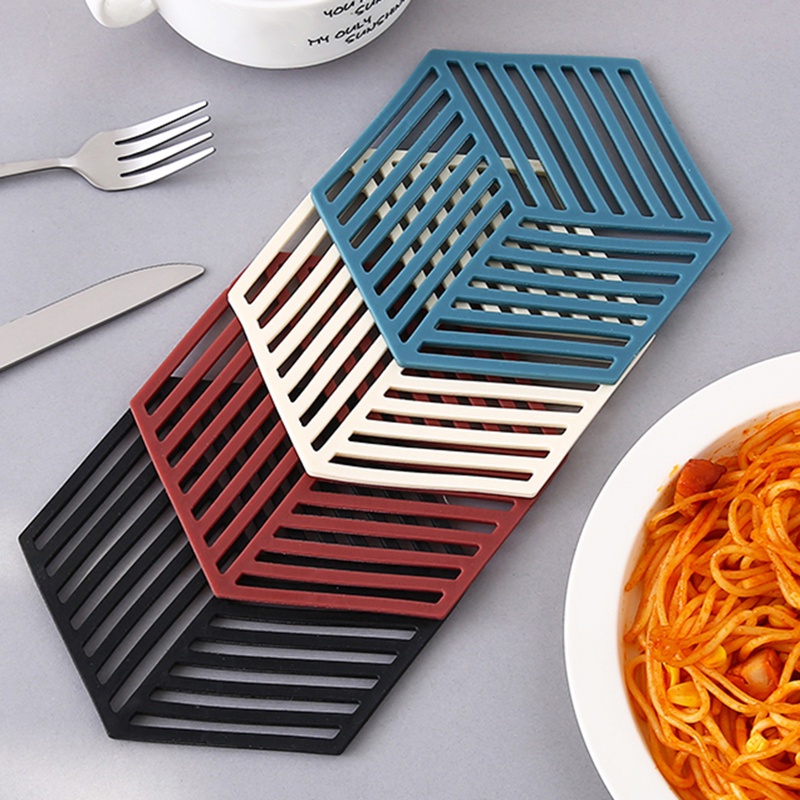 Tấm Lót Bàn Ăn Bằng Silicone Cách Nhiệt Hình Lục Giác