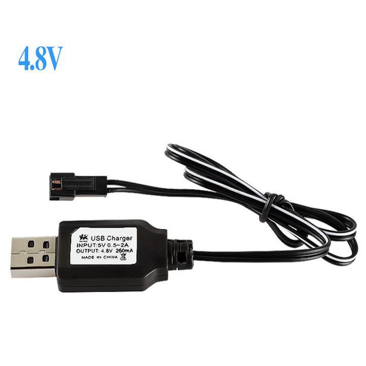 Dây cáp sạc pin Ni-MH USB 4.8V 6V 7.2V 250mA giắc SM JST (jack cắm) có đèn báo đầy pin dành cho xe điều khiển, flycam 5.