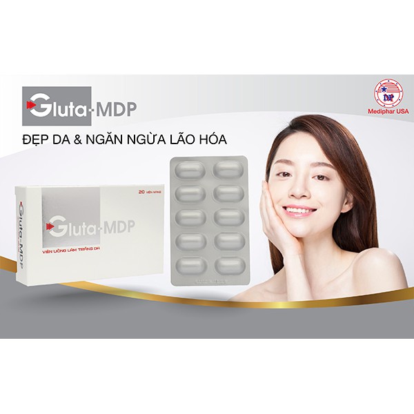 GLUTA MDP – Hỗ trợ giúp trắng da, giảm khô sạm, nám da, tàn nhang (20 viên)