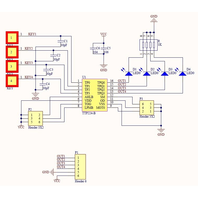 Cảm ứng điện dung TTP224 (bàn phím)