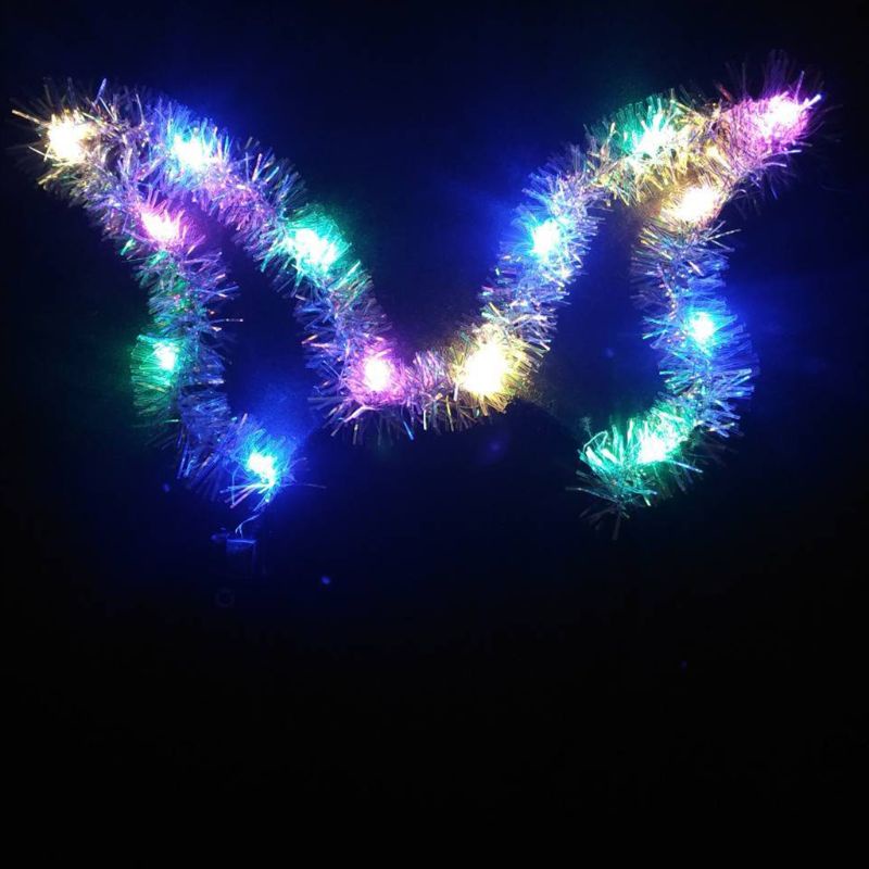 Flgo Băng Đô Tai Thỏ Có Đèn LED Lấp Lánh Dễ Thương