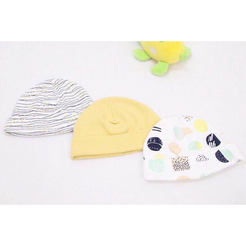 Mũ sơ sinh set 3c cotton mềm bé trai bé gái [ babyboo]