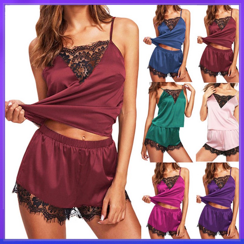 bộ đồ ngủ sexy nữ pizama Đồ ngủ pijama phi hai dây chất mịn quyến rũ Phối Ren Cực Mát đồ ngủ mặc nhà