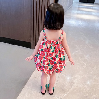Đầm Hoa Cổ Yếm Cho Bé Gái
