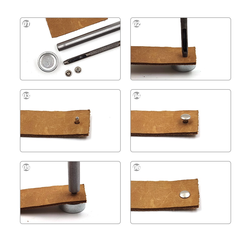 Đinh Tán Tròn 6 / 8mm Bằng Kim Loại Chuyên Dụng Cho Đồ Da / Giày Dép / Thắt Lưng